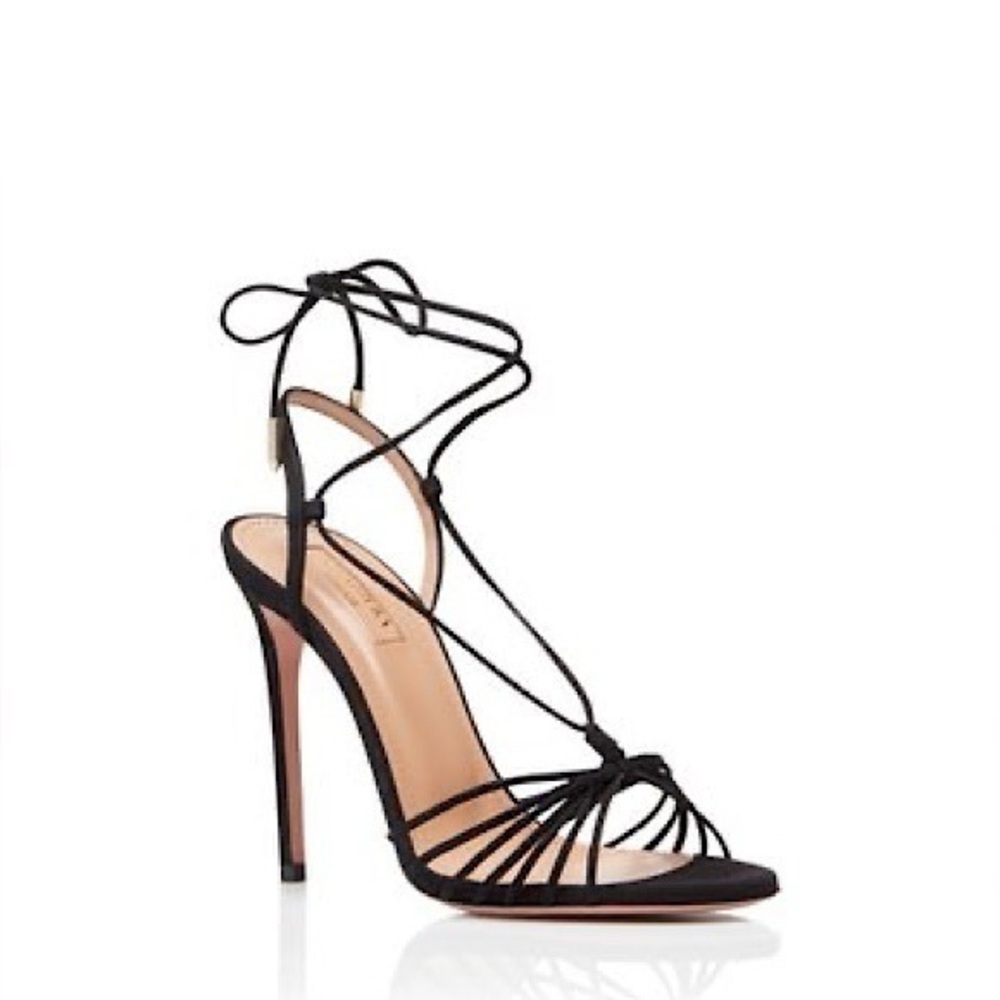 Aquazzura Whisper Sandal in Black Suede